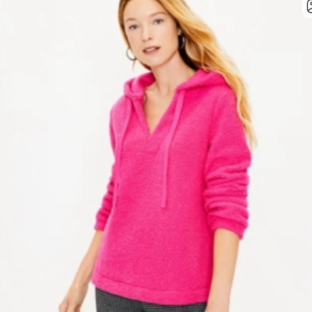 LOFT Fuchsia Sherpa Hoodie